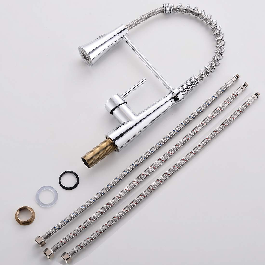 TIMACO low pressure kitchen faucet Chrome Low pressure kitchen faucet mixer tap kitchen 360° swivel faucet kitchen spiral spring faucet Chrome
