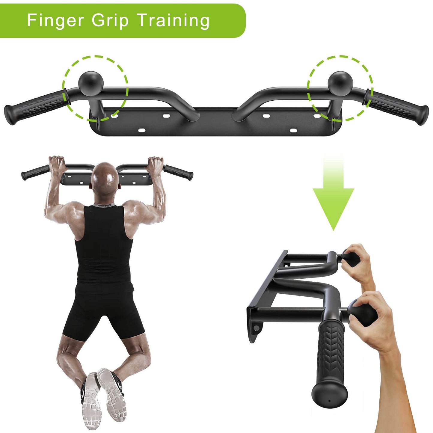 Kipika pull-up bar for wall mounting in home gyms. Suitable for various strength exercises. Supports up to 200 kg. Can also be used in doorways.