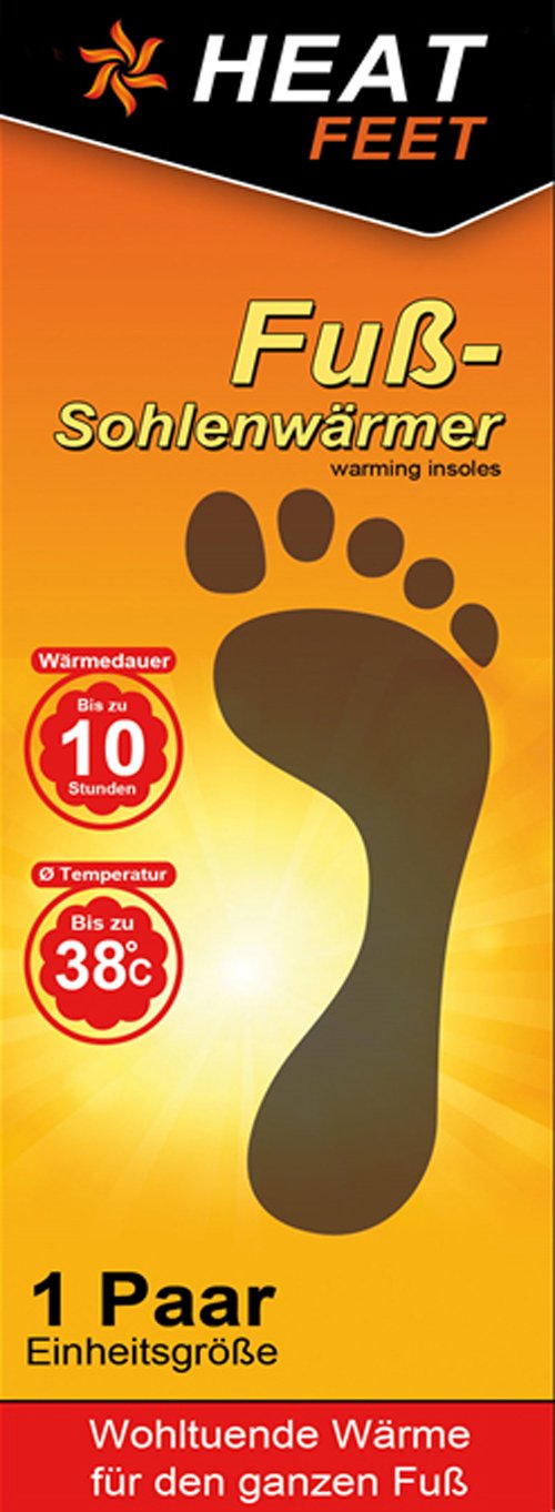 24 pairs of HEAT FEET thermal insoles, foot warmers, heated soles, warm inserts for cold feet during winter sports, outdoor activities, and Christmas markets.