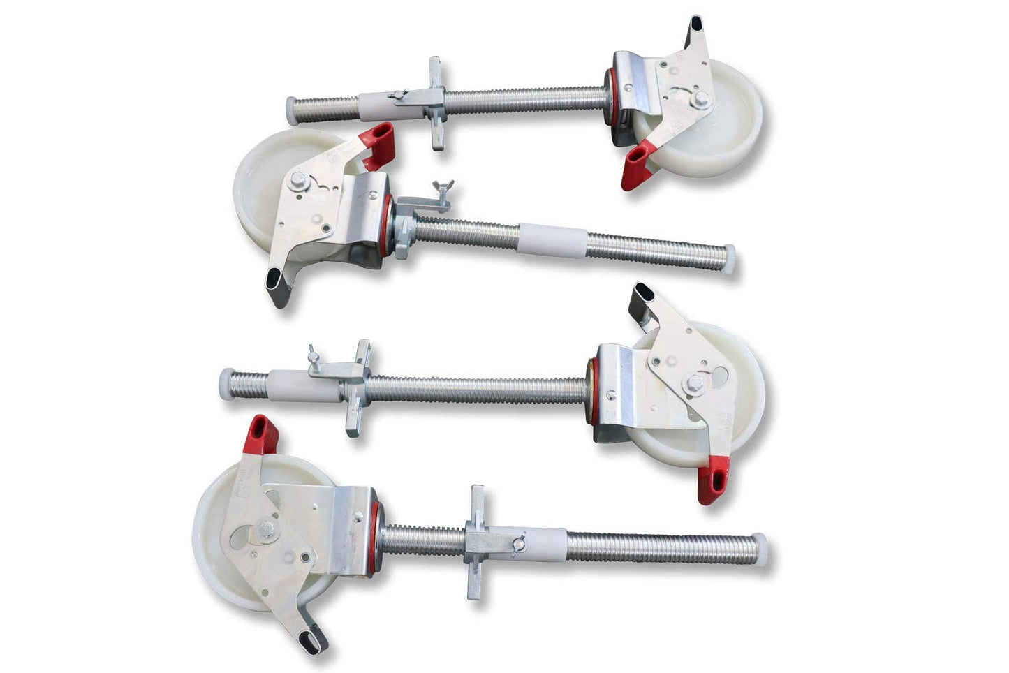 AC Climbing Technology Scaffold Casters 200 mm with steel spindle, double brakes, vertically standing, set of 4 pieces, suitable for various manufacturers