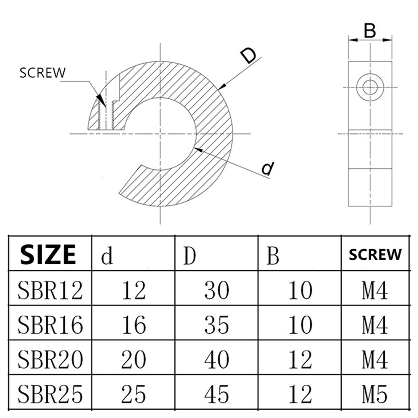 CNCYEAH 2 pieces Linear Guide SBR12-400mm Linear Guide Rail + 4 pieces SBR12UU bearing blocks + 4 pieces 12mm Fixed Ring for 3D printer and CNC Machin
