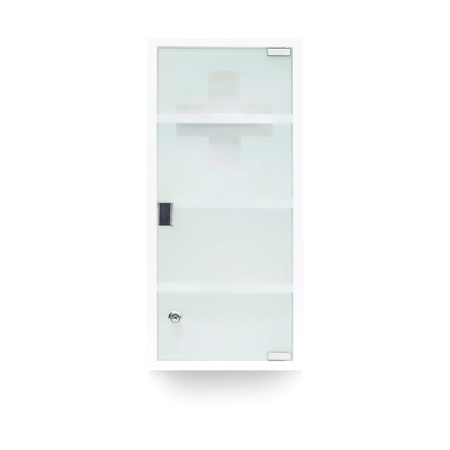Relaxdays medicine cabinet EMERGENCY XXL Made of metal and glass Pharmaceutical cabinet for the bathroom HxWxD 57 x 27 x 12 cm with magnetic glass door 4 shelves for medication and bandages, white.