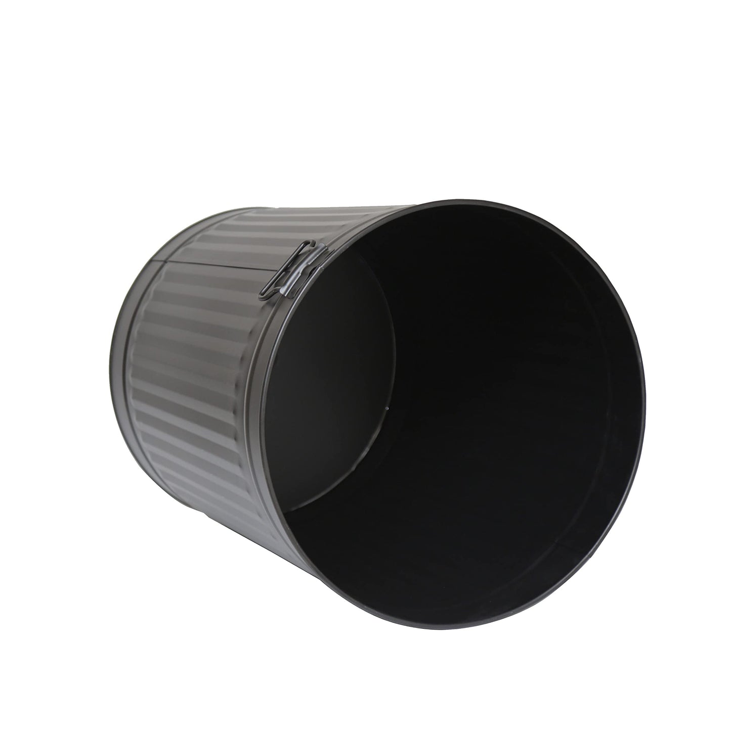 Jinfa Retro Vintage Metal Trash Can Ash Bin | Matte Black | Ø 42 cm | Vol. 62 liters
