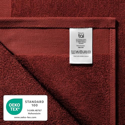 Blumtal Premium terry towels set 4 pieces 100% cotton - Oeko-TEX certified bath towel 2X (70x140 cm) + towel 2X (50x100 cm) - absorbent terry towel set - red towels
