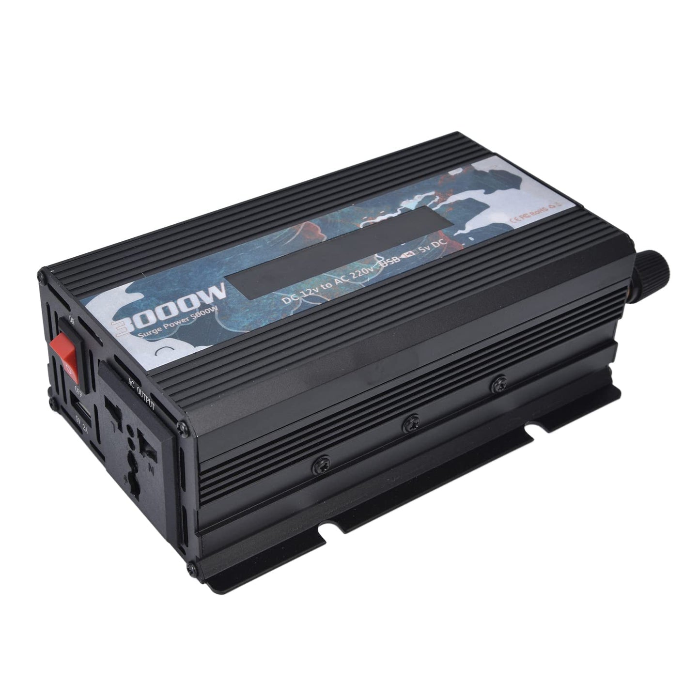 300W Pure Sine Wave Inverter DC 12V to AC 220V Multifunctional Battery Converter for Home, RV, Truck (Black)