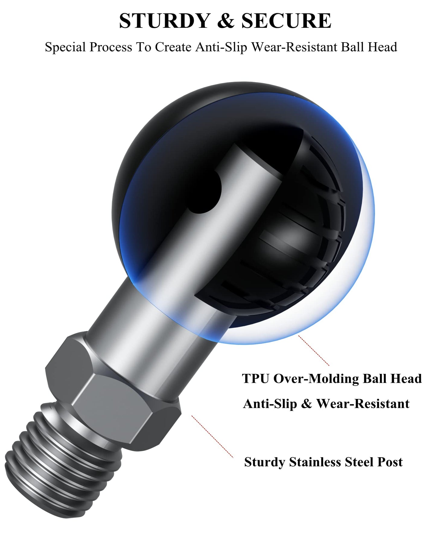 BRCOVAN 2St, 1 inch ball adapter with M10 x 1.25 thread post Compatible with RAM Mounts B Size 1'' ball double socket arm
