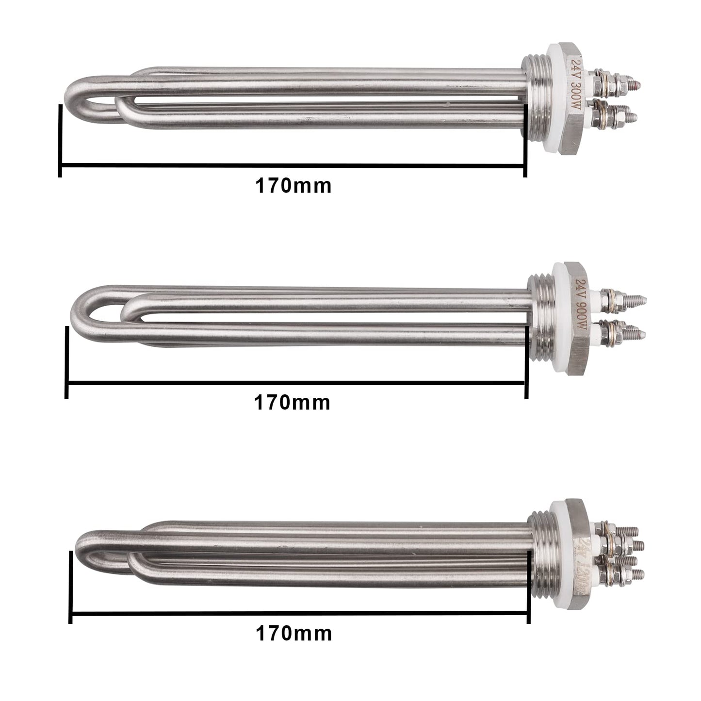 AIICIOO Heating Element Stainless Steel 1 inch Diameter 33.2mm 2U 24V 1200W