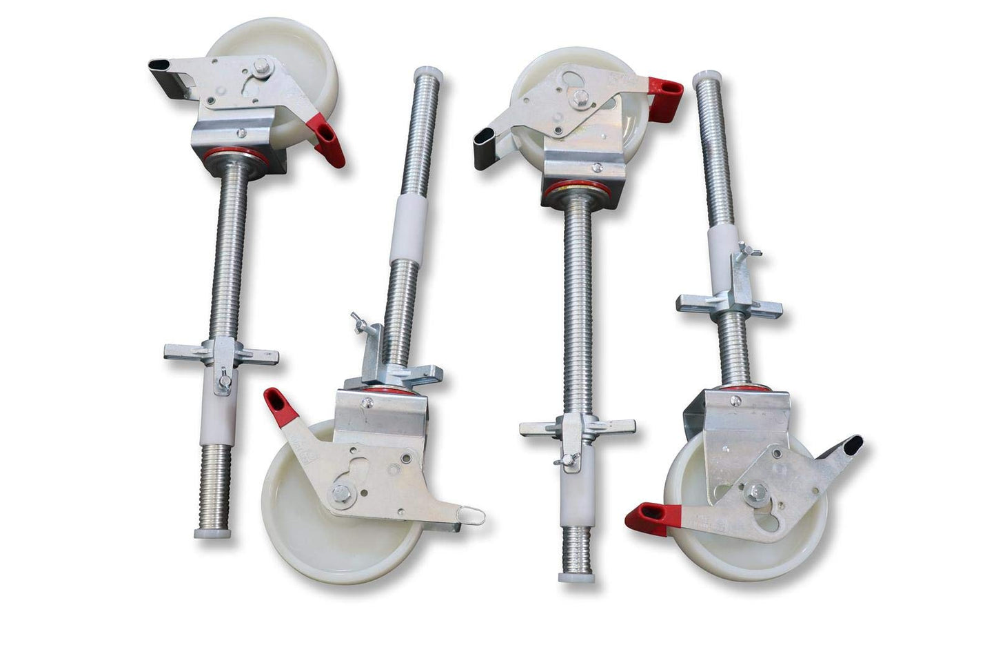 AC Climbing Technology Scaffold Casters 200 mm with steel spindle, double brakes, vertically standing, set of 4 pieces, suitable for various manufacturers