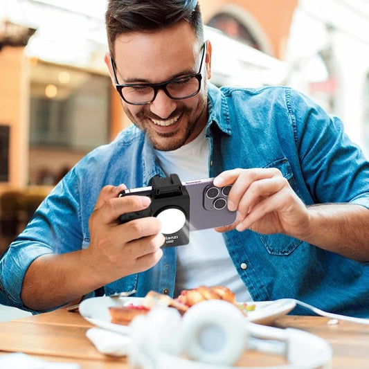 ULANZI CG02 Smartphone Handle Grip, phone cap grip with fill light, 3 levels adjustable, smartphone grip with remote control, cold shoe, fill light for selfies, TIKTOK, VLOG, handle grip for iPhone, Android