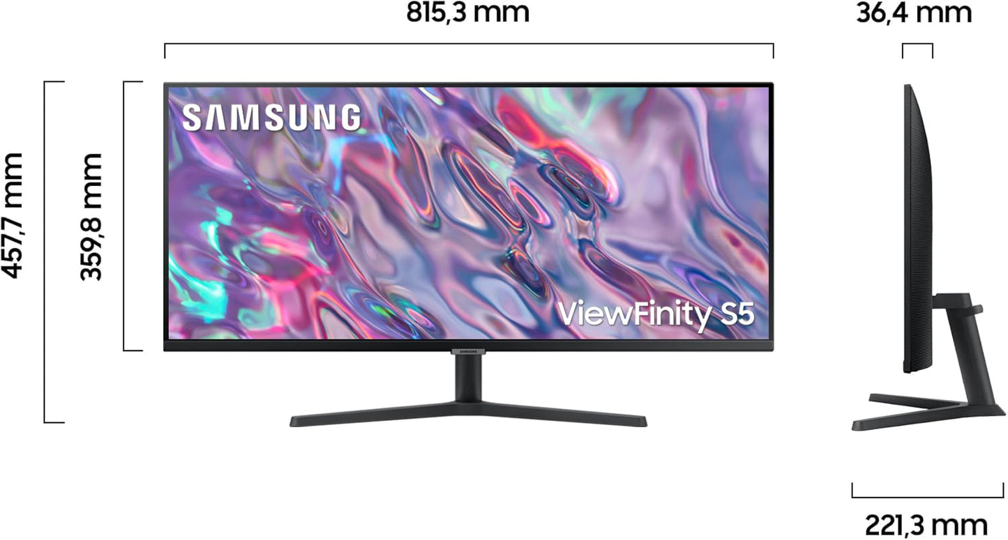 Samsung ViewFinity S50C monitor S34C500GAU, 34 inches, VA panel, Ultra WQHD resolution, Eco Saving Plus, AMD Freesync, HDR10, 5 ms response time, refresh rate 100 Hz, black.
