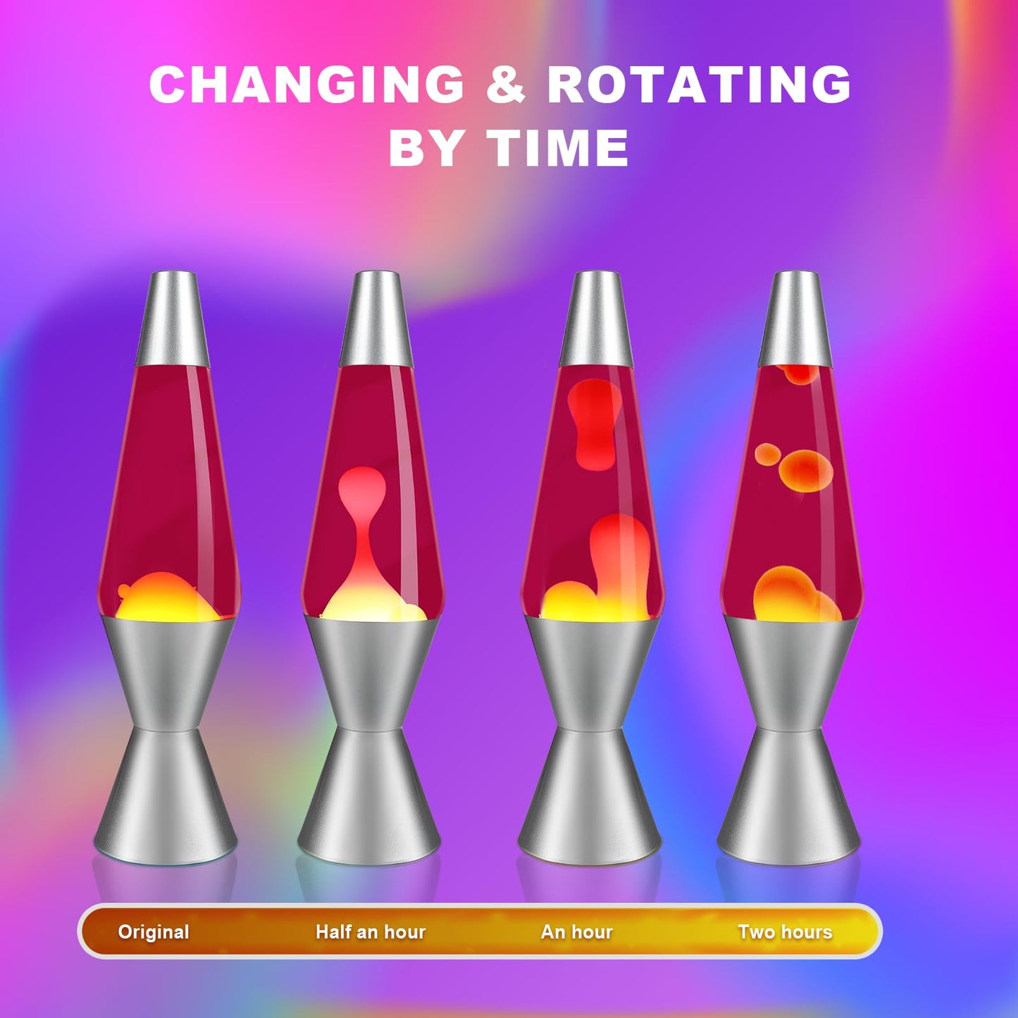 AONESY lava lamps for adults & kids 37cm purple liquid & yellow wax retro astro lamp for home decor beautiful light gift for Christmas birthday Halloween