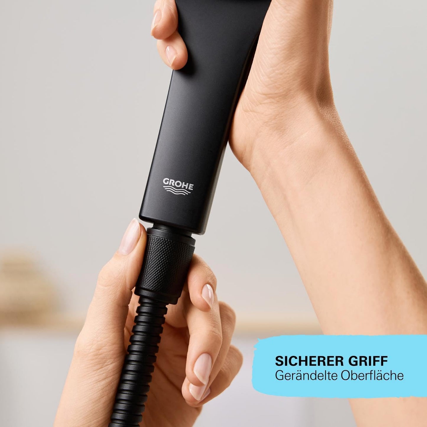 GROHE Vitalioflex - Metal shower hose (1500 mm, reinforced design, kink-resistant, heat-resistant), matte black, 27502KS1