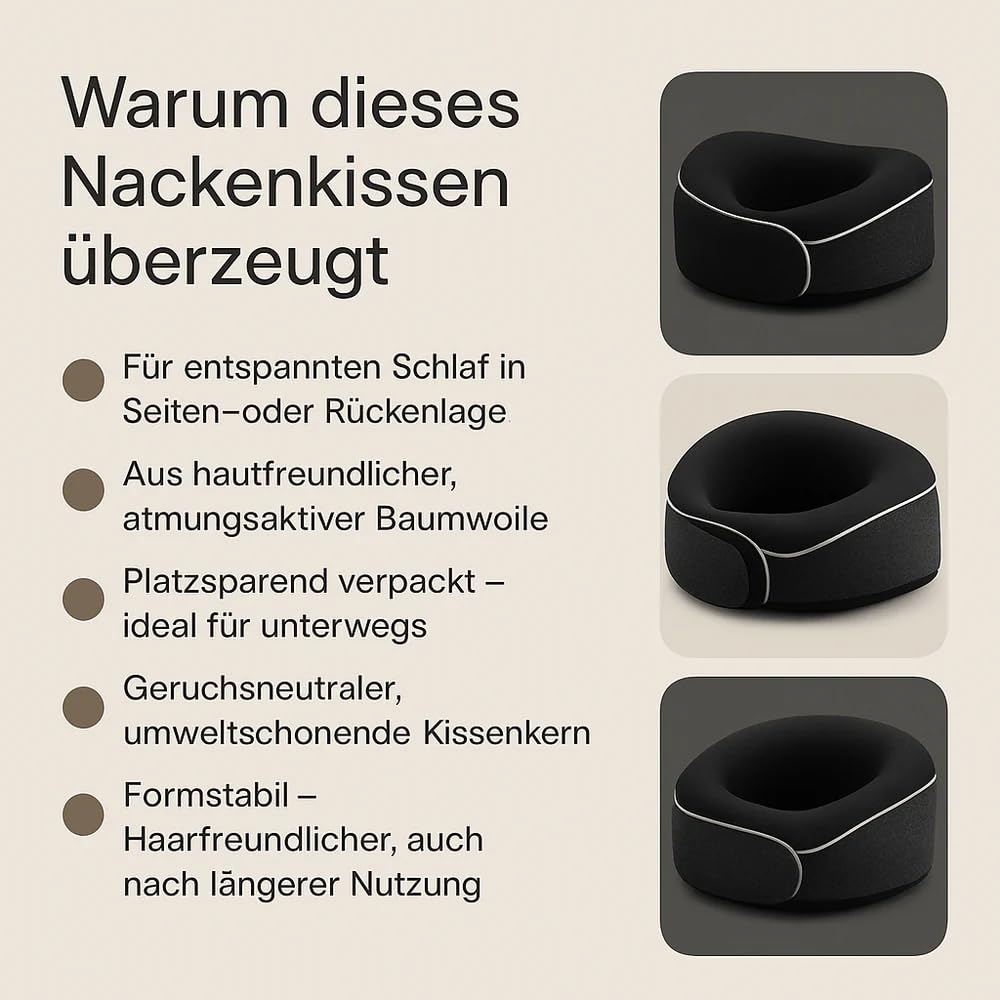 KÖHAIR neck pillow supports you during your restful night sleep after your hair transplant - Innovative travel neck pillow | Incredibly compact for relaxed travels on plane and car.