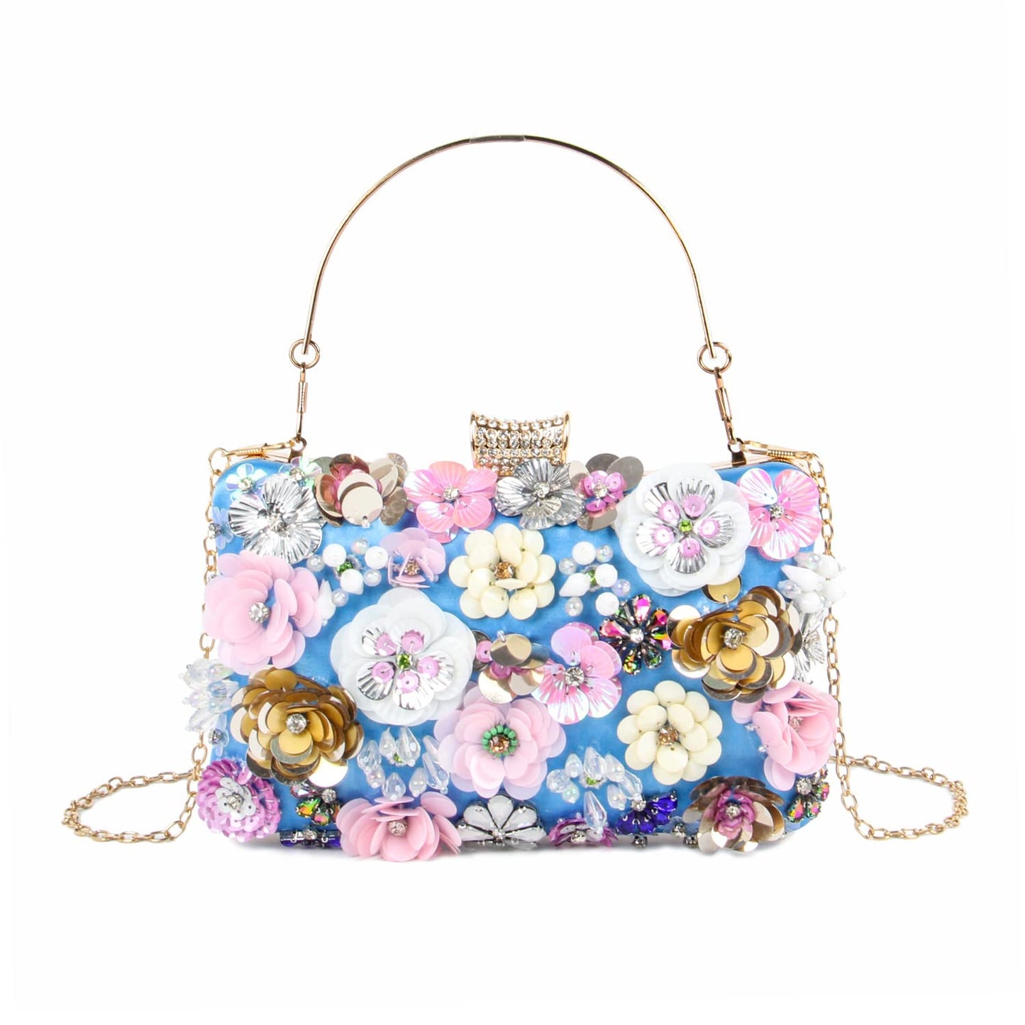 LHHMZ Women's Elegant Floral Evening Clutch Bags Floral Bead Wedding Tote Bags Bride Shoulder Handbags
