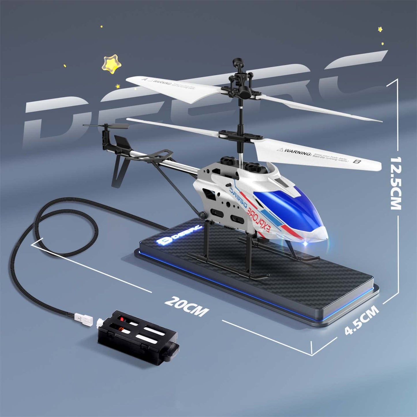 DEERC DE28 Helicopter Remote Control, for beginners, Indoor RC Helicopter Toy with LED lighting, 2.4GH 3.5Ch RC Heli with gyro stabilization, Gift for children aged 12 and above.