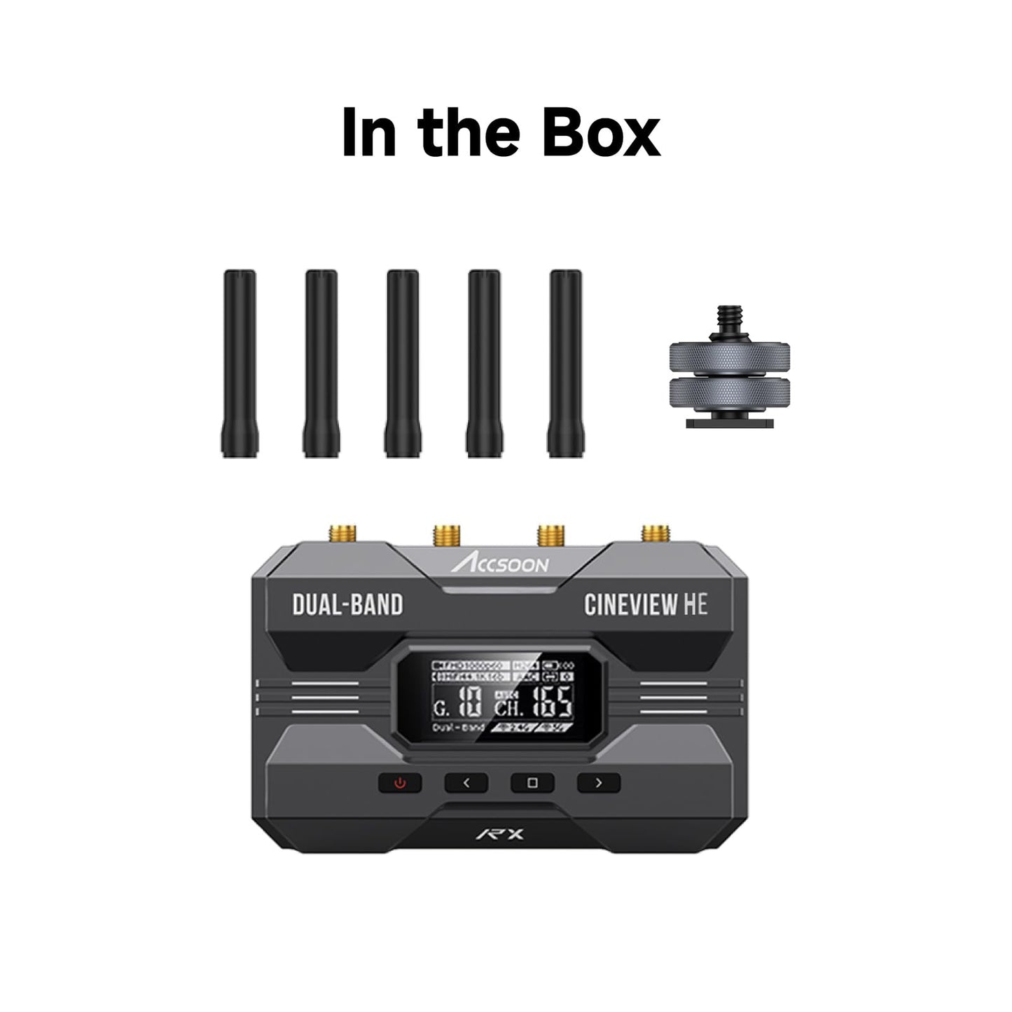 Accsoon CineView HE Receiver Wireless Receiver HDMI Dual-Band 2.4GHz 5GHz 1200ft/350m 0.06s HD Camera Control IOS Android for Tik-Tok YouTube Live Streaming (CineView HE Receiver only)