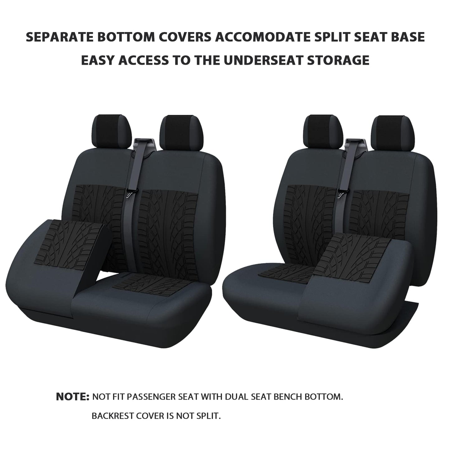 TOYOUN Universal Seat Covers for Vans Trucks - Separate design seat bottom storage accessible, car seat covers 1+2 seat cover seat covers, Black