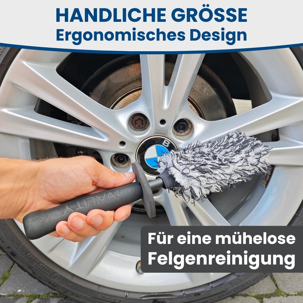 Ivality® Microfiber Wheel Brush Ultra-thin - Standard 36 cm - For a gentle cleaning - Ideal for high-quality wheels - Wheel cleaner Microfiber Wheel Brush Alloy Wheels Auto Wheel Brush