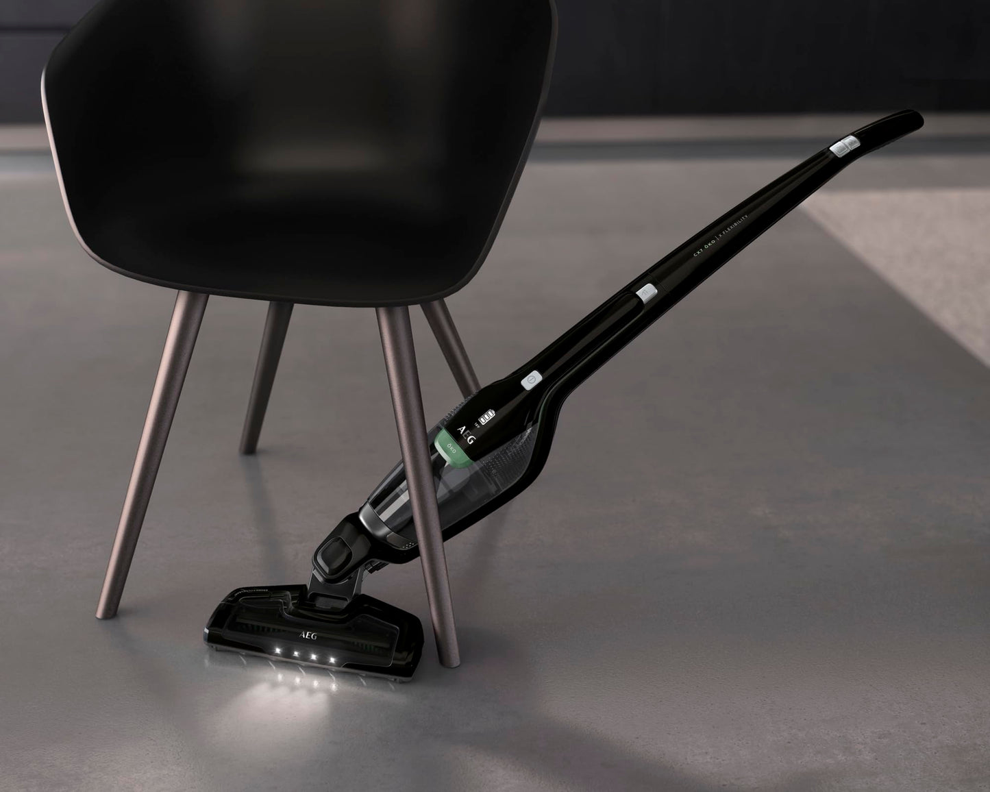 AEG Series 3000 Ergorapido CX7-2-45MÖ 2-in-1 cordless vacuum cleaner, made from 50% recycled materials, bagless, up to 45 mins runtime, freestanding, maneuverable, brush cleaning function, LED, 0.5L, black