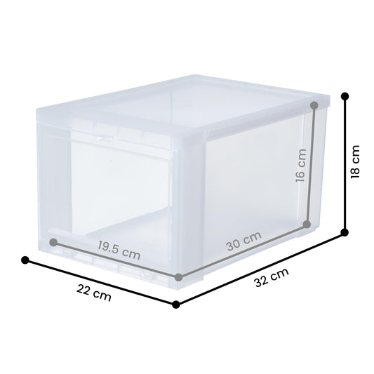 Iris Ohyama Transparent Shoe Storage Boxes, for sizes up to 46, L32 x H18 cm, 6-pack, Stackable Shoe Boxes, Front Opening, Shoe Racks, Shoe Organizer, Sneakers, EUDF-S.