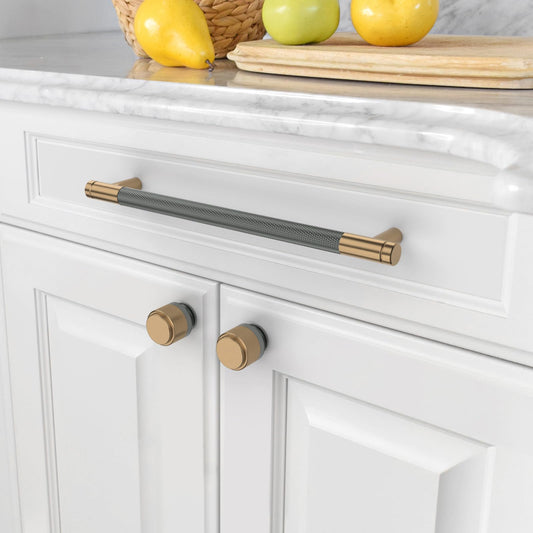 9BUILD 10 pieces Cabinet Handles Gold and Grey Hole Spacing 192mm Handles for Kitchen Cabinets Knurled Furniture Handles Kitchen Handles Furniture Handles Kitchen Cabinet Cabinet Door Handles EU0020