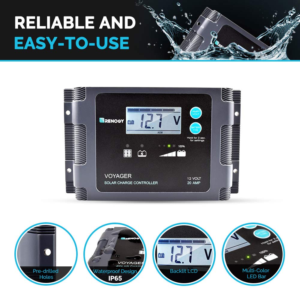 Renogy 200-Watt solar panel, 12 volts, portable with waterproof 20A charge controller, foldable 100W solar suitcase with adjustable stand, solar charger for power stations, RVs, camping, and...