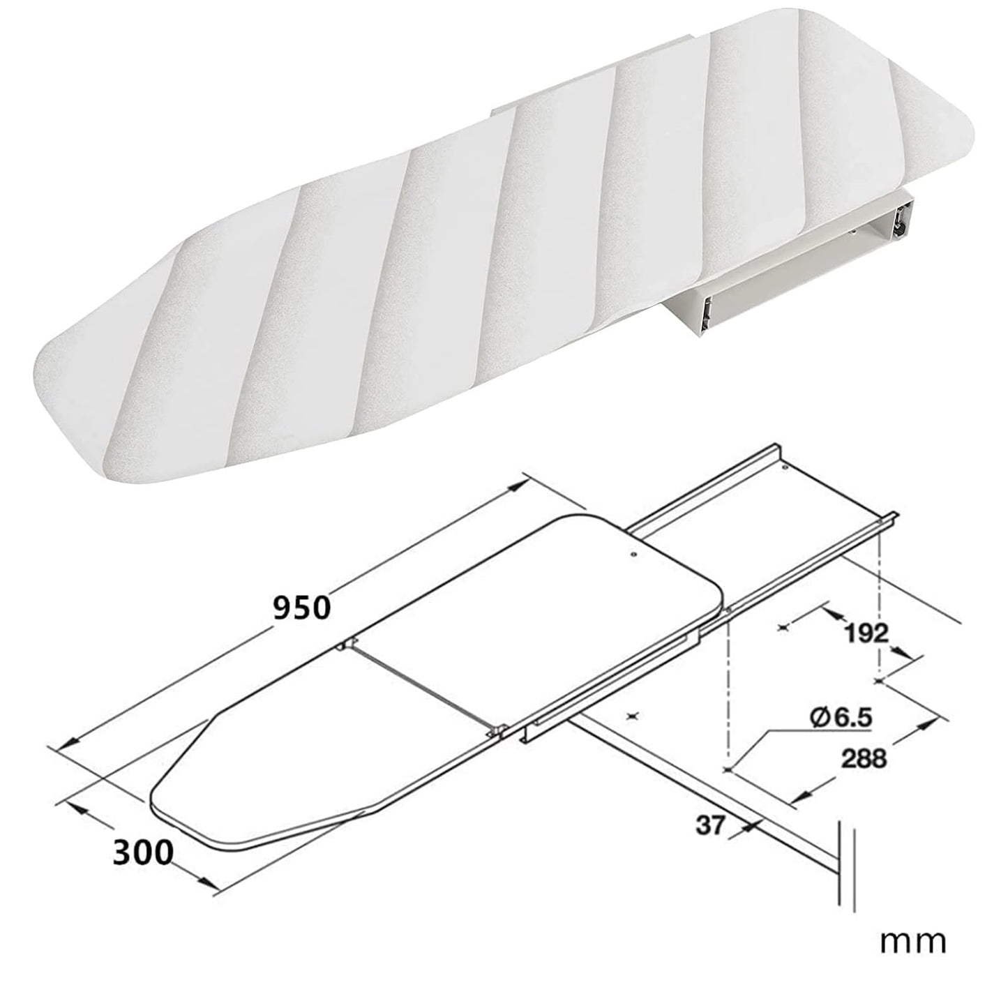 uyoyous Pull-Out Ironing Board 180° Rotatable Drawer Sliding Ironing Table Foldable Built-in Ironing Board with Heat-Resistant Cover for Closet Living Room Laundry Room 95.6 x 30 cm
