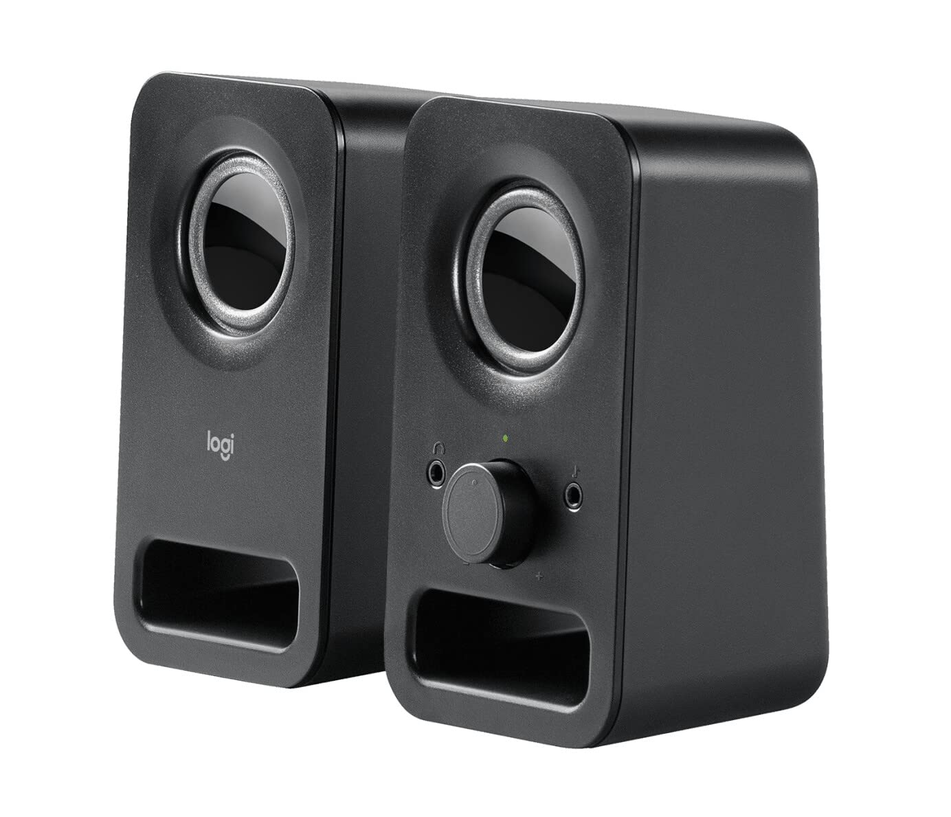 Logitech Z150 PC Speakers, Stereo Sound, 2 speakers, 6 watts peak power, 3.5mm input, control on the right speaker, headphone jack, EU plug, for PC/TV/phone/tablet - Black