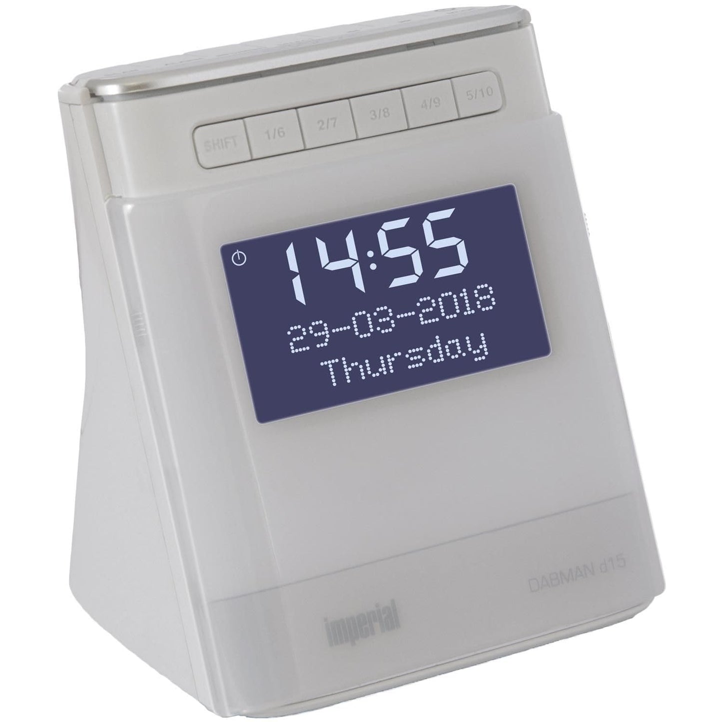 IMPERIAL DABMAN d15 - Radio alarm clock (DAB +, FM, 2 alarm times, dimmable display, USB charging port) - White.