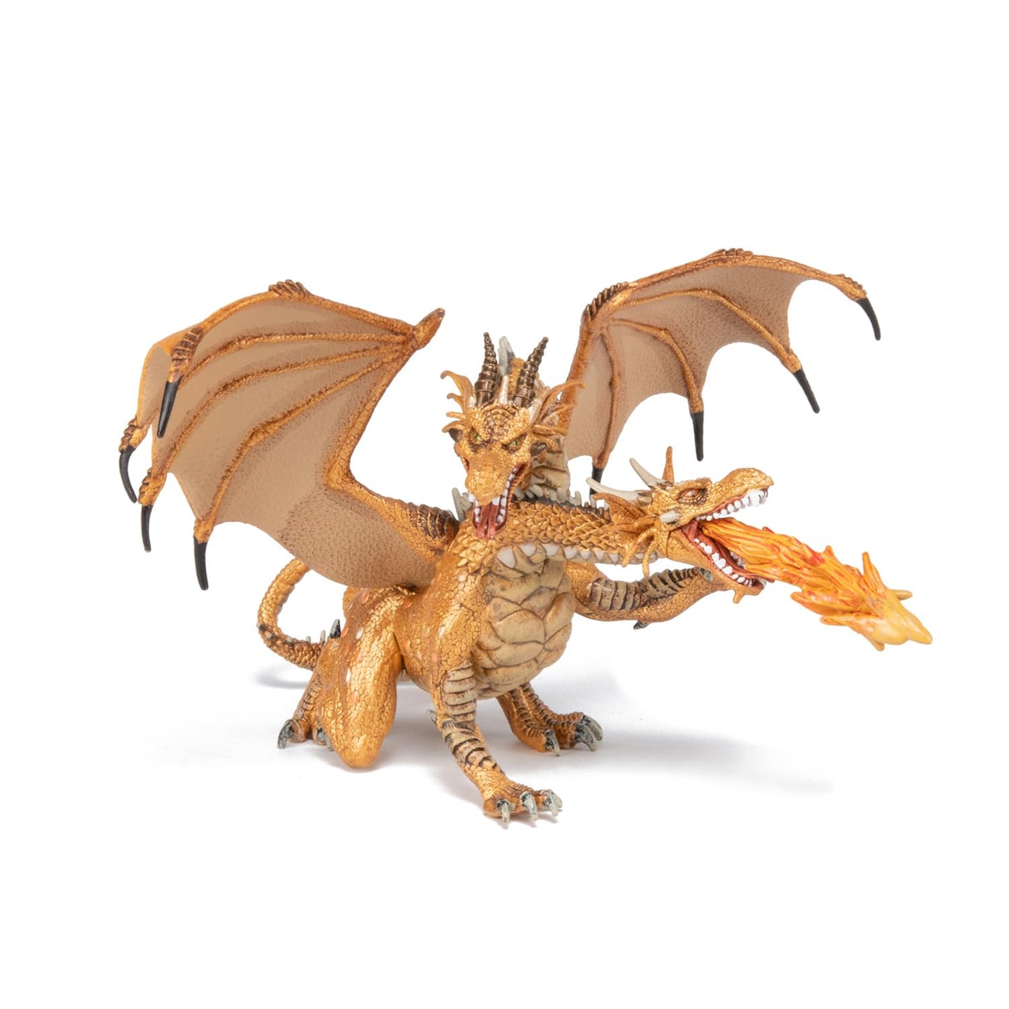Papo 38938 Two-Headed Dragon, toy, gold, unisex kids, medium.