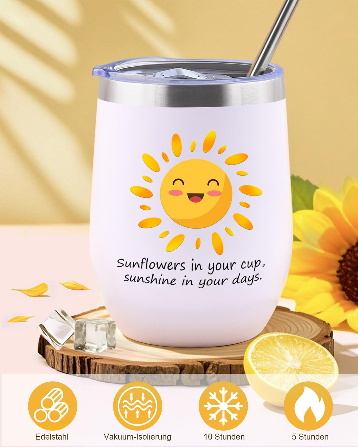 Gifts for women, Sunflower birthday gift for women, 10PCS gift set including insulated cup Valentine's Day Mother's Day Christmas gift ideas Mom, sister, girlfriend