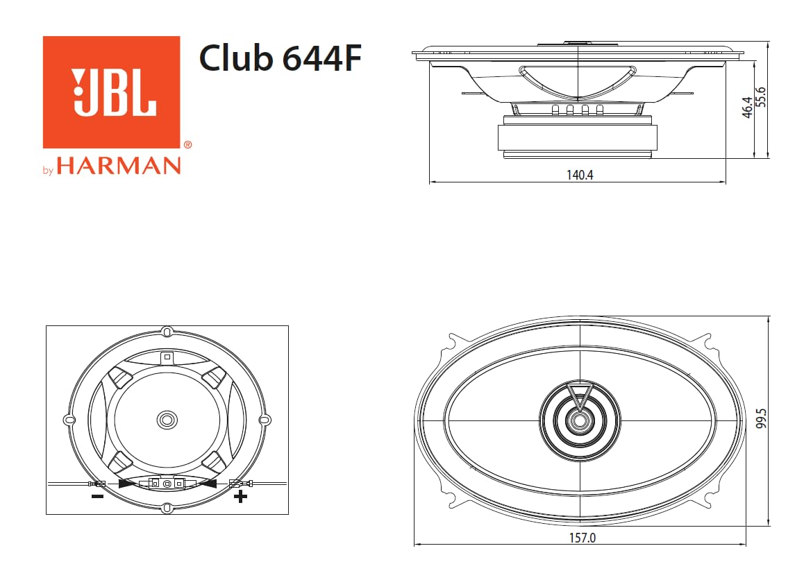 JBL Club Gen3 644F 4x6'' (10x15cm) Speaker Set Coaxial, Black