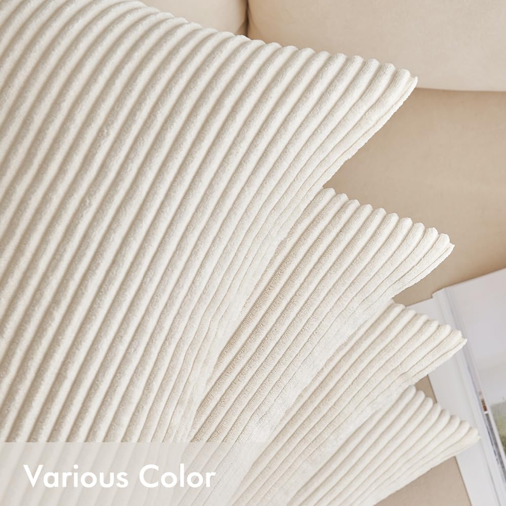 EMEMA pillowcase 40x40 cm Christmas corduroy pillowcases set of 4 decorative cushions cord pillow cover decorative cord cushion soft for sofa living room bedroom cream
