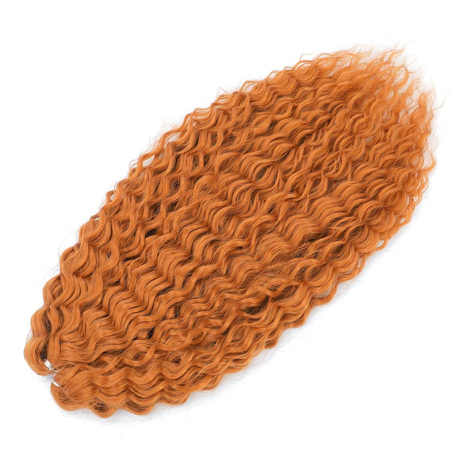 PORSMEER 3 Packs 22 Inch Water Wave Twist Crochet Hair Orange for Butterfly Locs Crochet Braids Bohemian Hair Extensions Pre-Looped Synthetic Hair Extensions for Women.