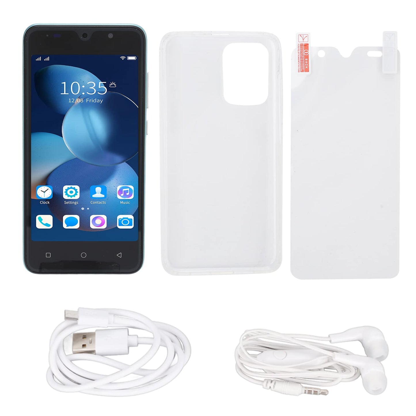 8 Pro smartphones without contract, Android phones without contract, 5 inch full screen display, 512MB RAM 4GB ROM storage, dual SIM phone, face recognition, slim mobile phone for Android 4.4.2 (Green)
