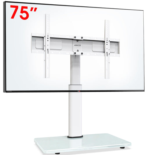 AOKCOS TV stand base TV stand height 900mm for 32-55 65 75 inch TVs, tiltable swiveling adjustable height TV stand, universal TV stand feet base max VESA 600x400mm 45KG (White)