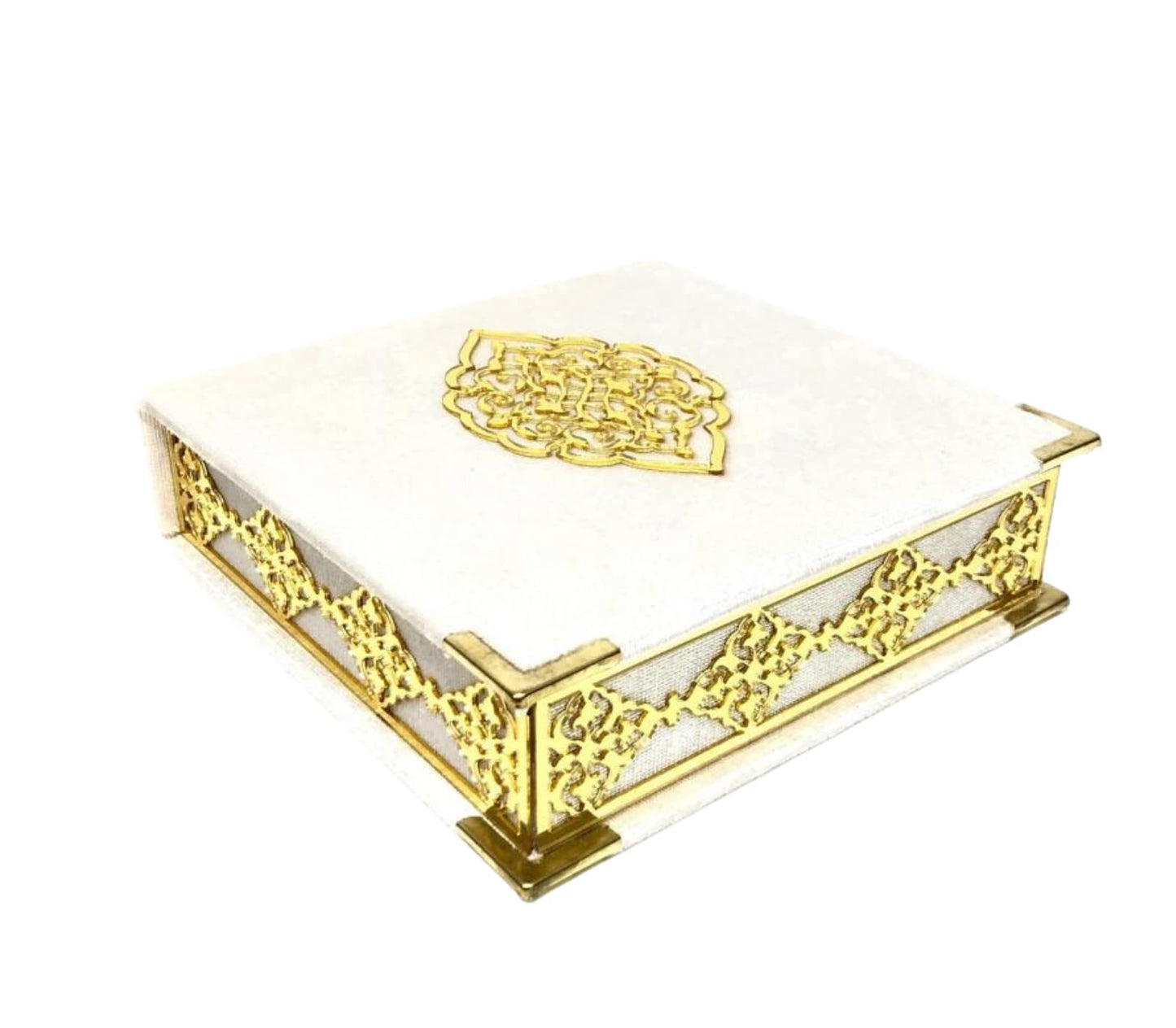 Prien Velvet Quran Islam Tasbeeh Set, Islamic Gifts for Eid Ramadan, Elegant Portable Box, Muslim Home Decor with Women, Qur'an, Muslim Prayer Beads for Mosque, Praying, Umrah (Ecru)