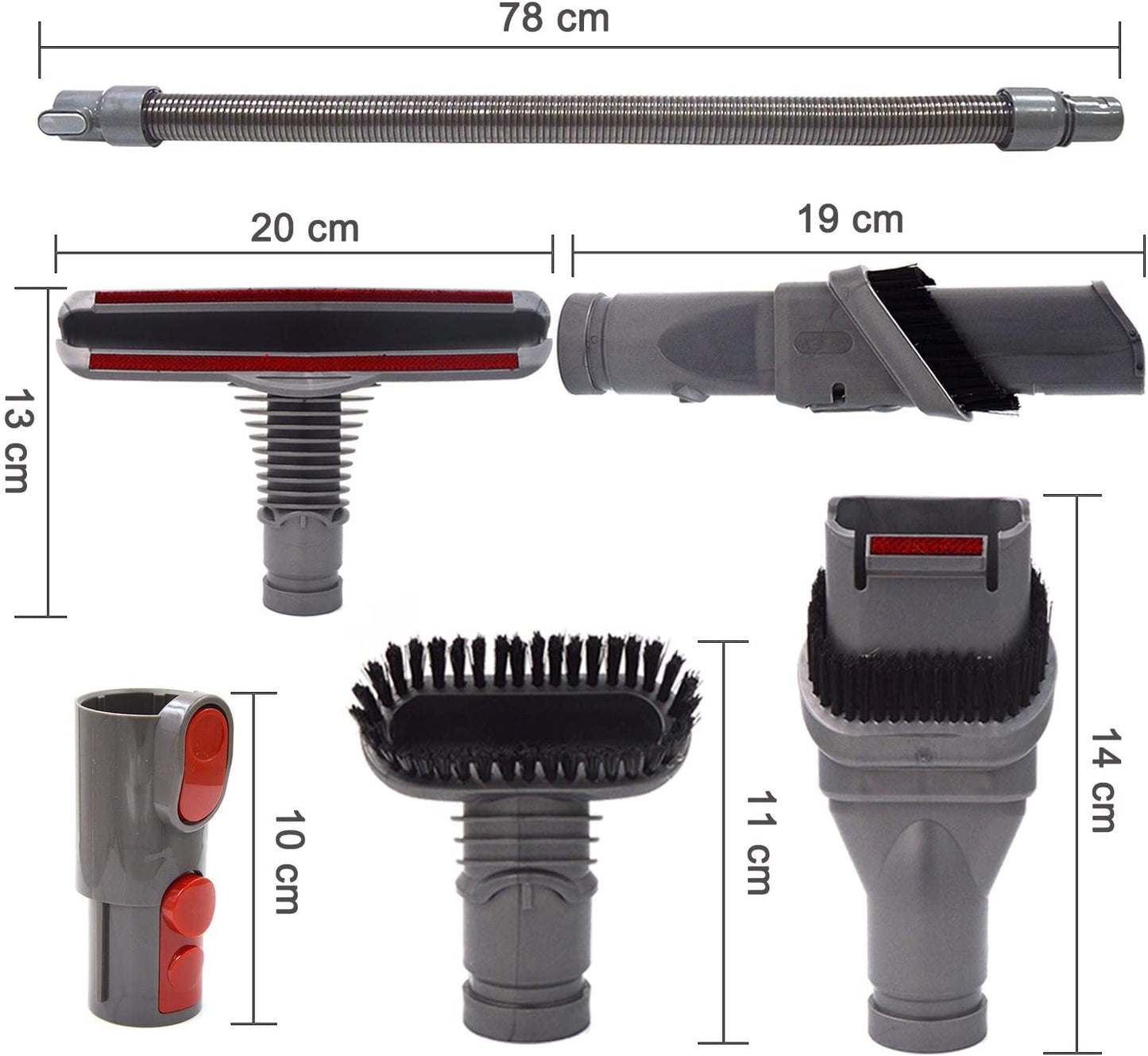 Accessory set replacement for Dyson V8 V7 V10 vacuum cleaner with replacement vacuum hose - replacement parts brush nozzle floor nozzle for Dyson V6 DC19 DC29 DC34 DC33 DC35 DC62 handheld vacuum accessory kit (6 in 1)