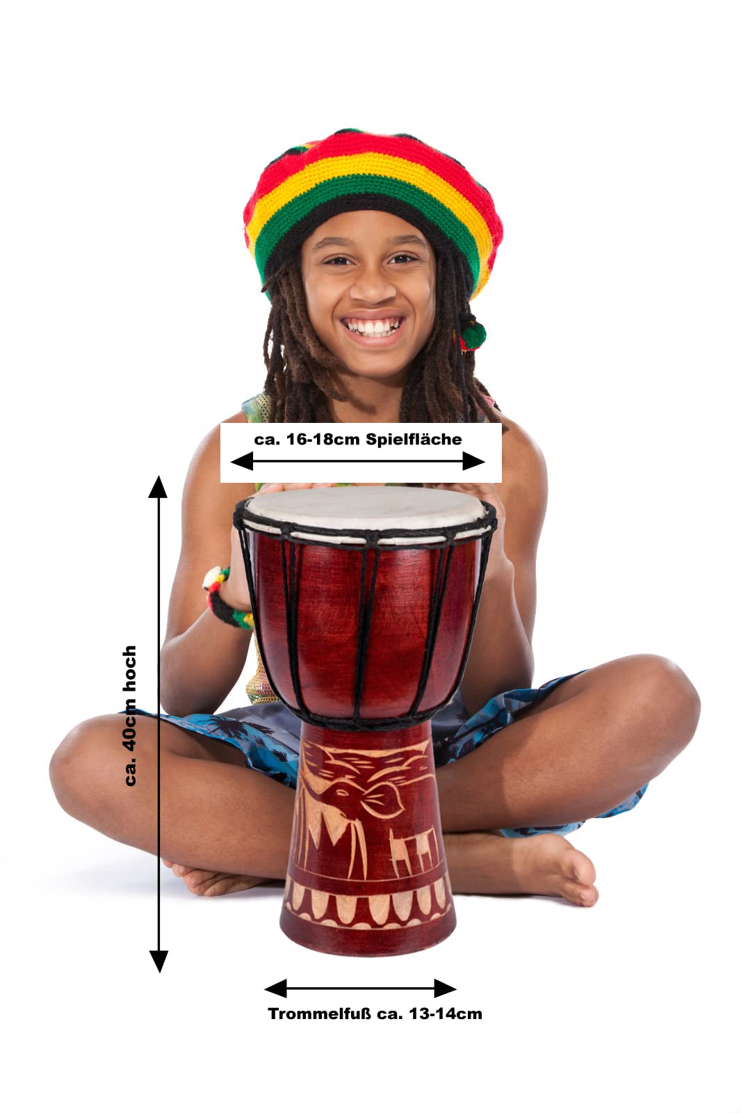 40cm Djembe drum bongo elephant beginner children good sound fair trade