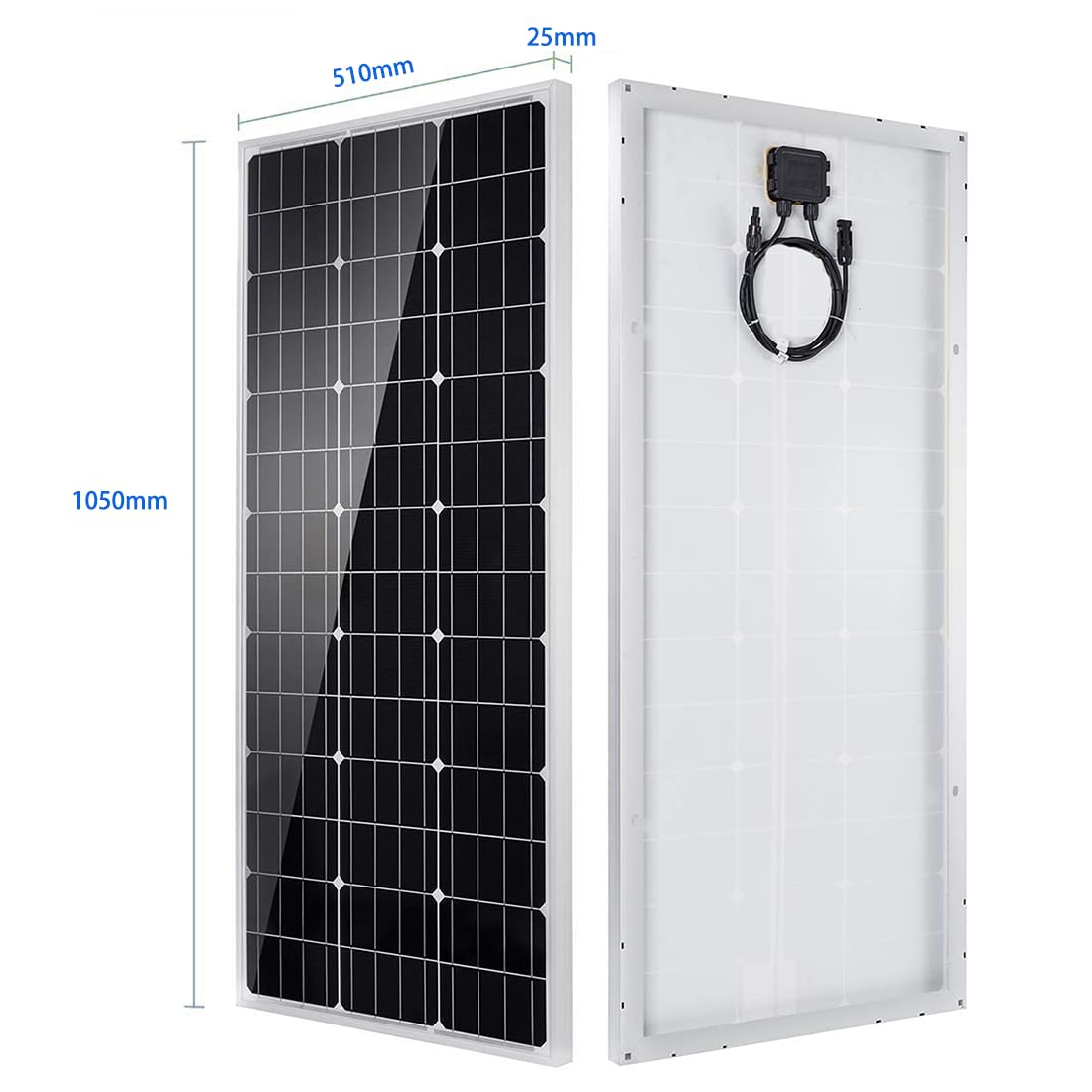 100W 12V Solar Panel Monocrystalline 100 Watt PV Module for 12 Volt Batteries Caravan Motorhome Boat Yacht RV Roof Mounts Off Grid