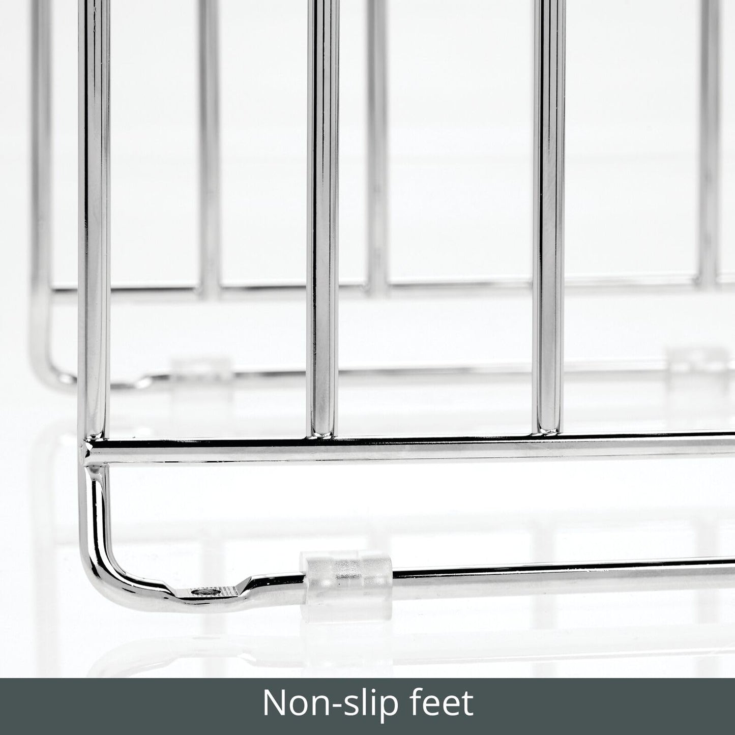 mDesign metal dish rack for baking trays - compact pot lid holder for kitchen cabinet - space-saving stand for cookware - silver-colored.