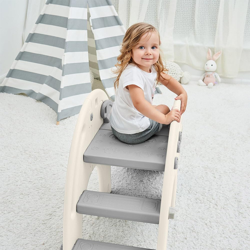 Baby Vivo Kids Slide Children Slide Garden Slide Toddler Slide Plastic Elephant with rounded corners & edges for Indoor & Outdoor in Gray/White