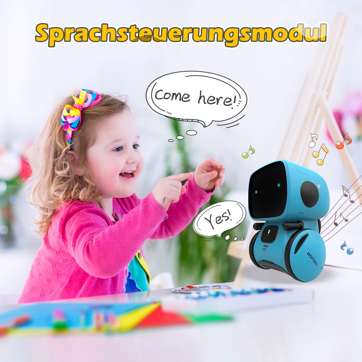 REMOKING Intelligent Robot Kids Toy, Interactive Robot Learning Toy, Gifts for Boys Girls, Touch Control, Voice Control, Voice Recording, Repeat, Dancing, Music (Blue)