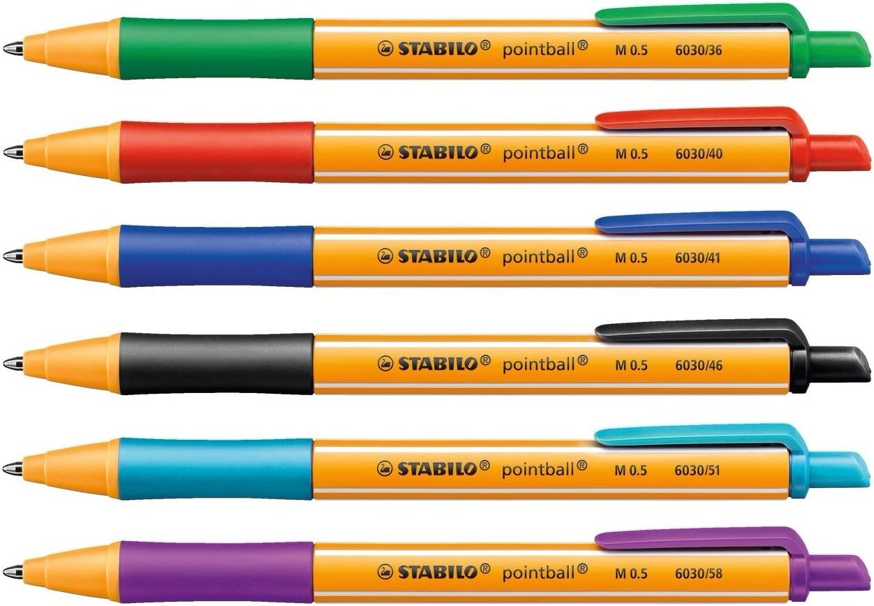 Ballpoint pen - STABILO pointball - 2x 6-pack - with 6 different colors