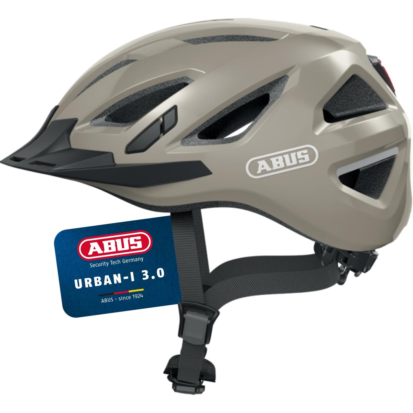 ABUS Urban-I 3.0 City Helmet - bike helmet with rear light, visor, and magnetic closure - for men and women - Grey Glossy, Size L
