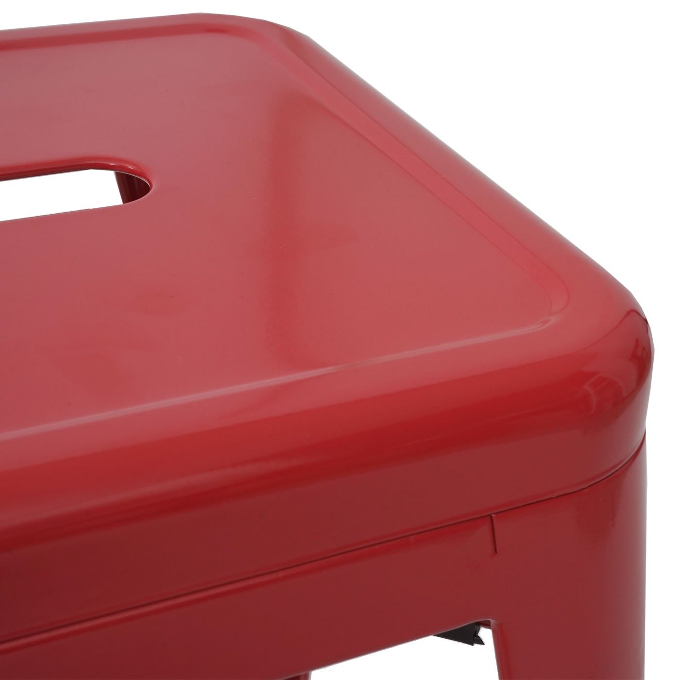 Mendler 4-piece set bar stools HWC-A73, bar chair counter stool, metal industrial design stackable - red.