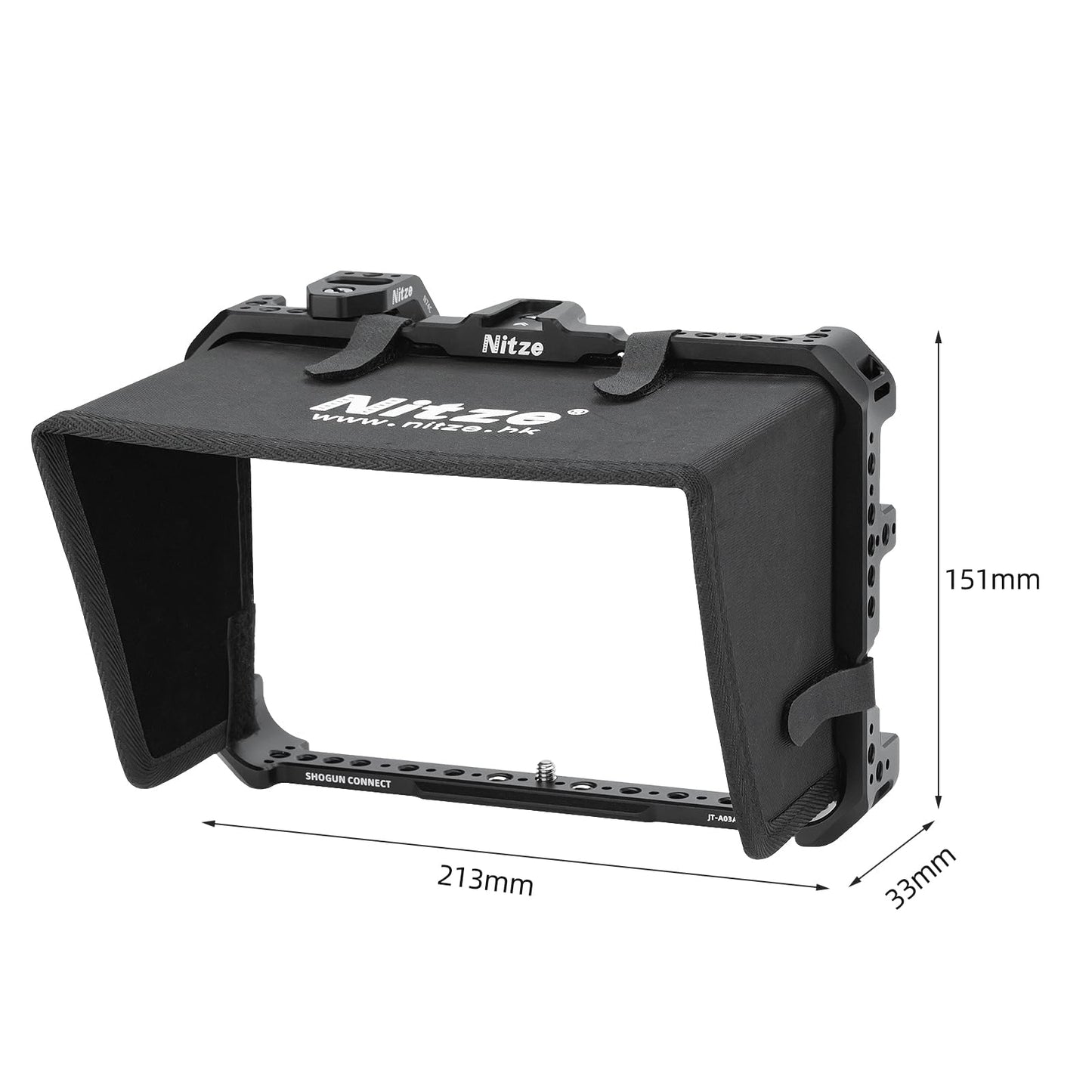 Nitze cage for Atomos Shogun Connect/Shogun/Shogun Ultra, monitor cage with mounting plate and sunshade - JT-A03C.