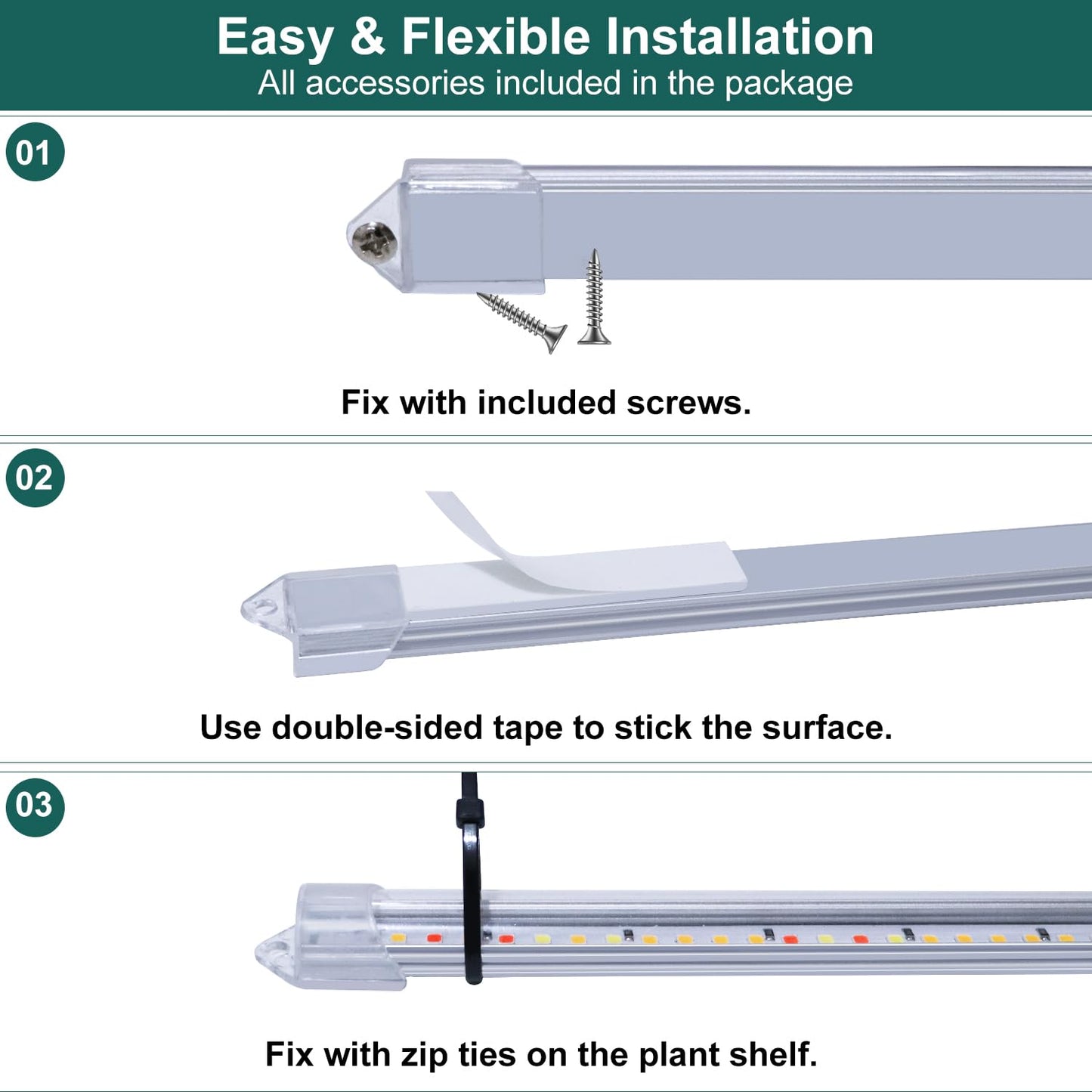 2-Pack 2 Bars Plant Light Strips, Plant Lights for Indoor Plants, Full Spectrum Sunlight Growth Lamp with Auto On/Off 3/9/12H Timer, 10 Adjustable Levels for Succulents
