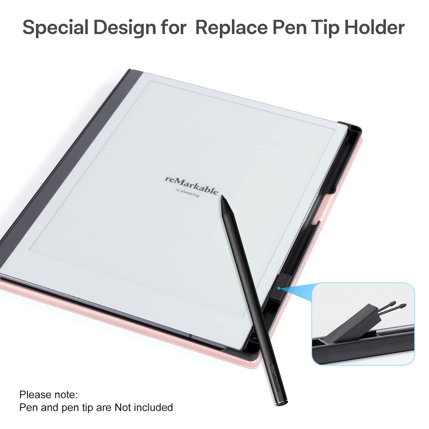 CoBak case for Remarkable 2 - Lightweight and durable book spine case with protective folio cover and integrated pen holder - for Remarkable 2 Paper Tablet 2020 10.3 inch Released (Rose Gold)