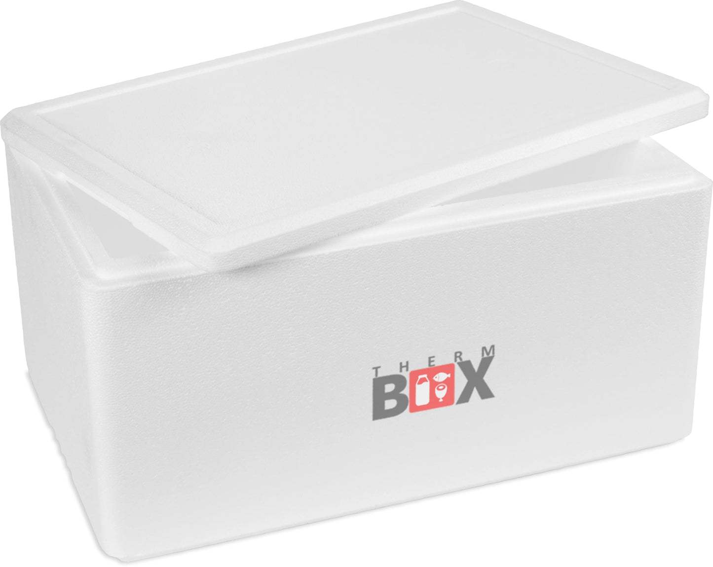 THERM-BOX Styrofoam box 45W Inside: 53x33x25cm Wall: 3cm Volume: 45.3L Insulated box Cooler Warm box Reusable